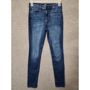 Hollister Super Skinny High Rise Jeans Womens Juniors 7 Long Blue Stretch